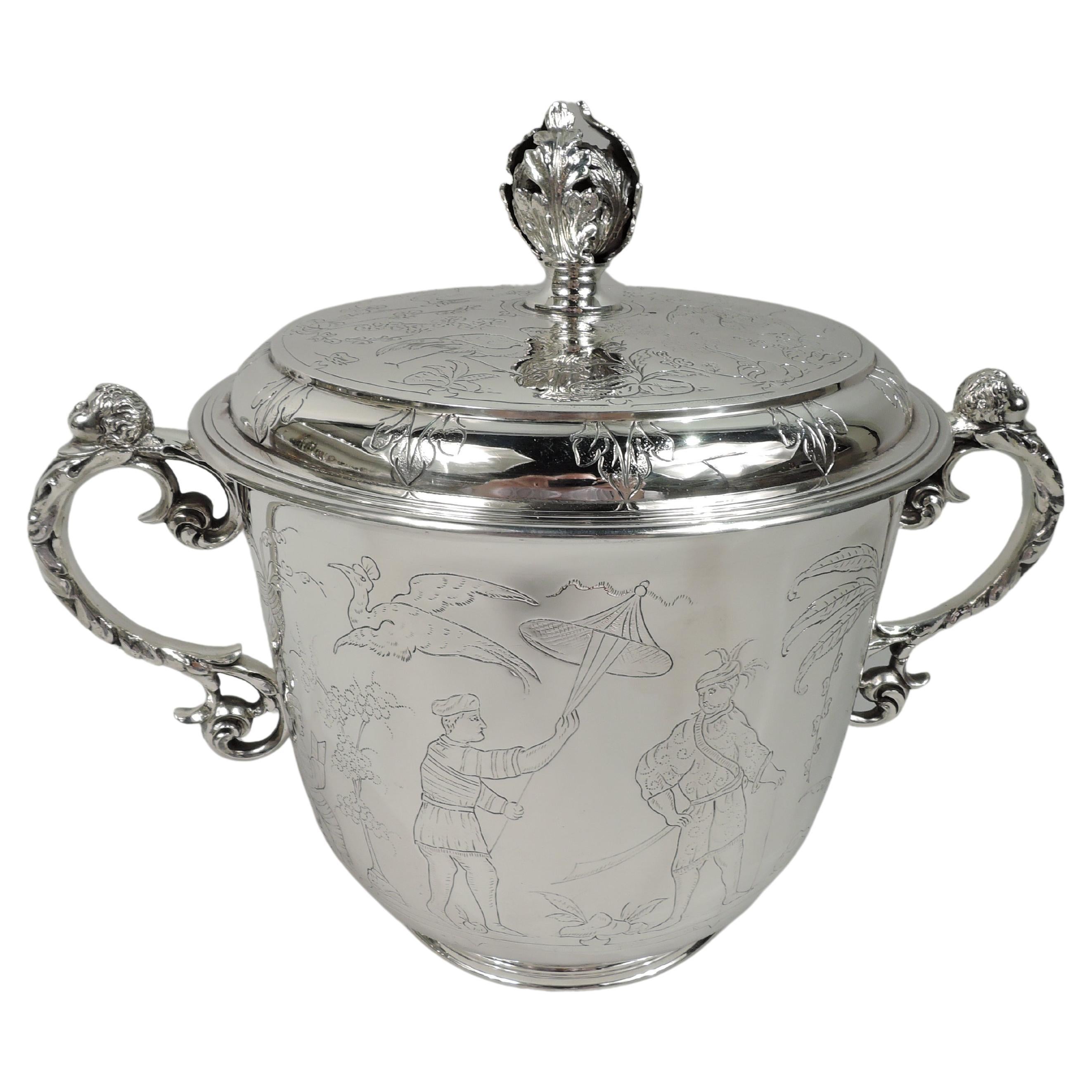 Ye Olde English Sterling Silver Porringer Ice Bucket by Comyns For Sale