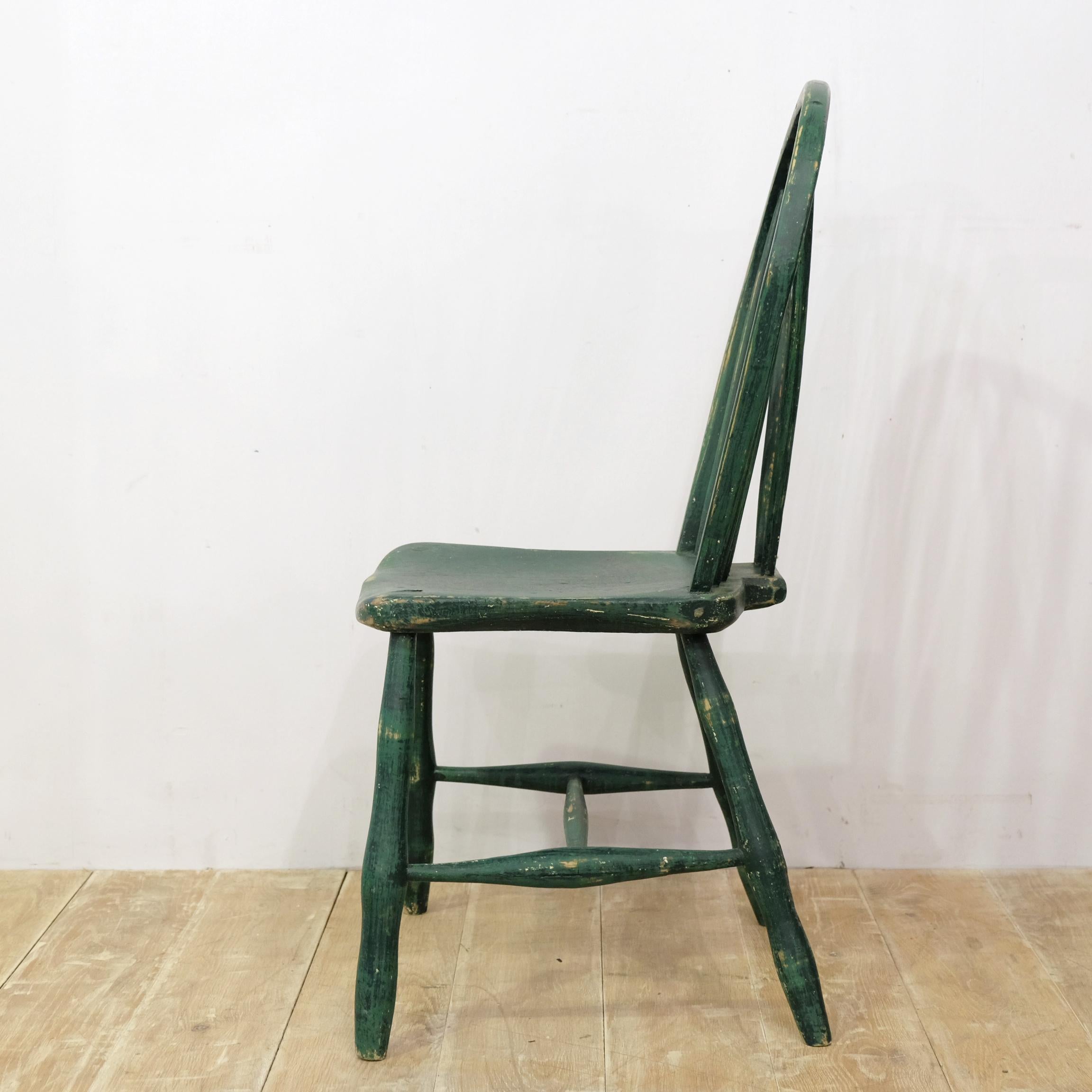 Yealmpton Side Chair, Old Green Paint, English, West Country, 1820s, Country In Good Condition In Totnes, GB