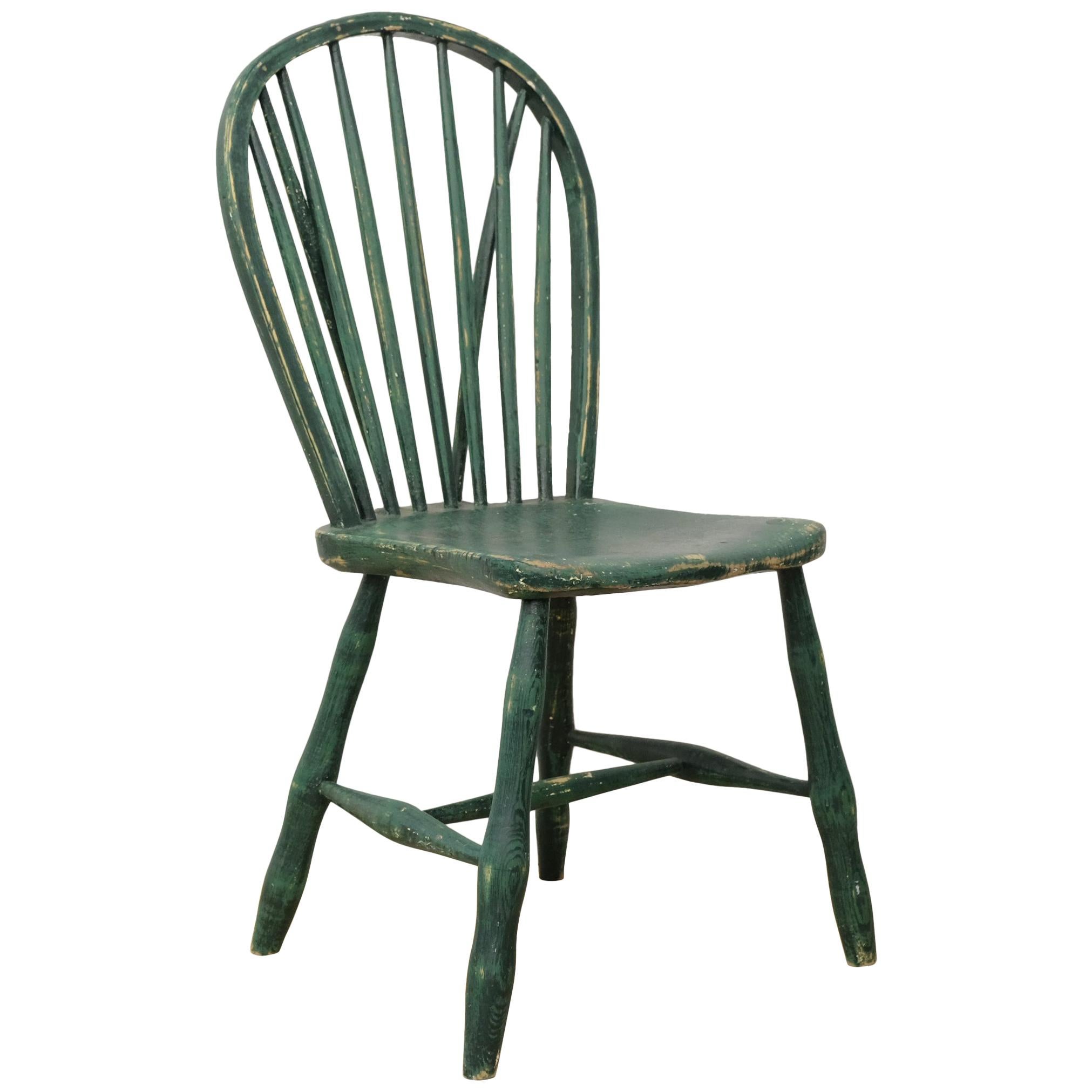 Yealmpton Side Chair, Old Green Paint, English, West Country, 1820s, Country