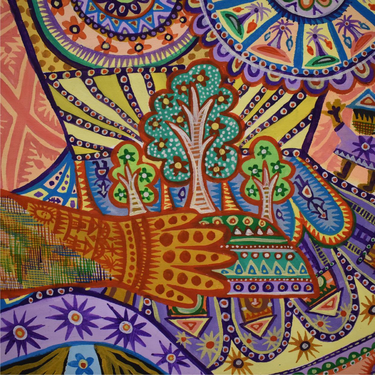 Bellezza delle culture etniche del sud-est asiatico, stile art brut di Dubuffet - Painting di Yeanni Koo