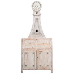 Year 1800 Swedish Gustavian Clock Cabinet and Bureau