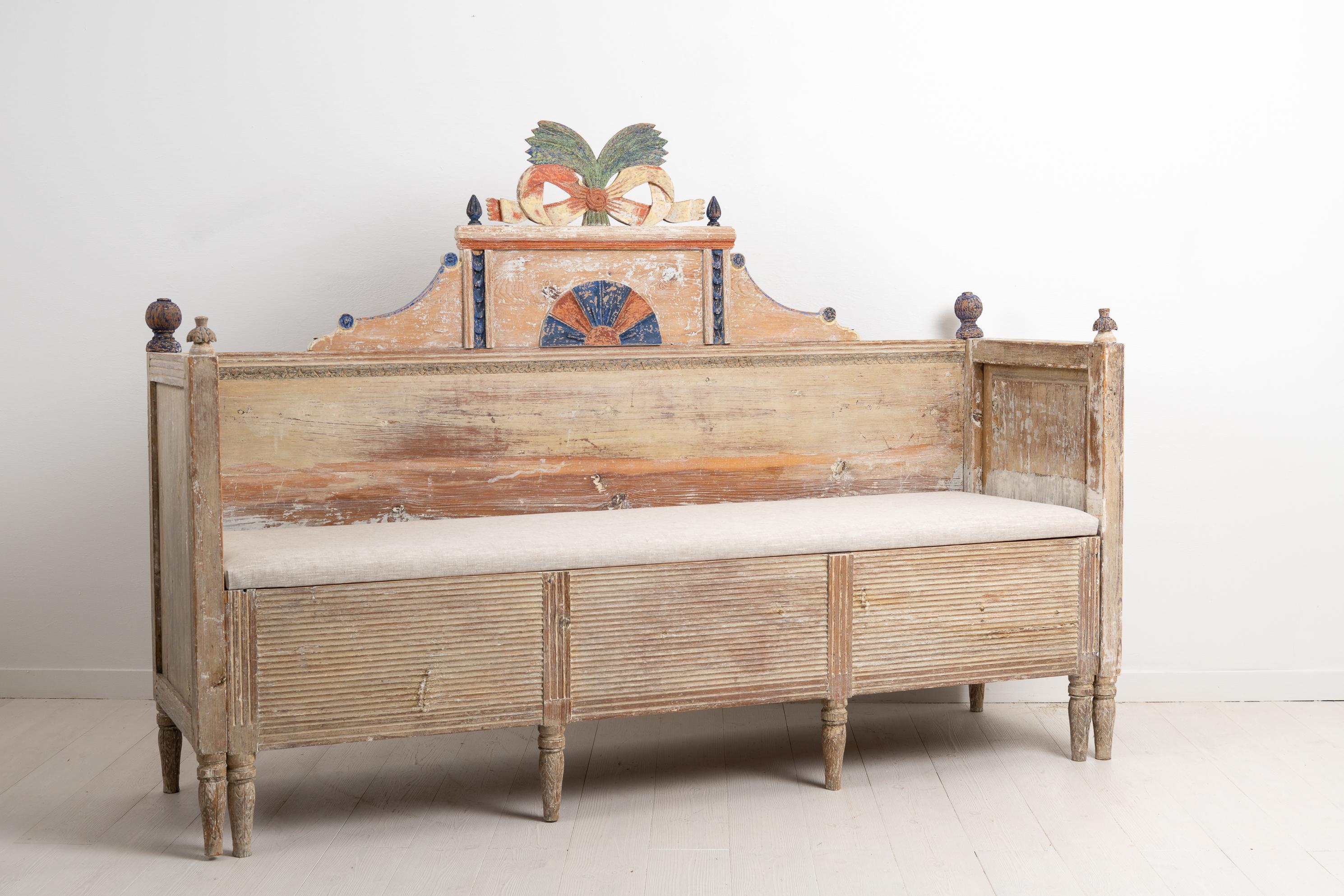 Hand-Crafted Year 1800 Swedish Gustavian Country Pine Sofa