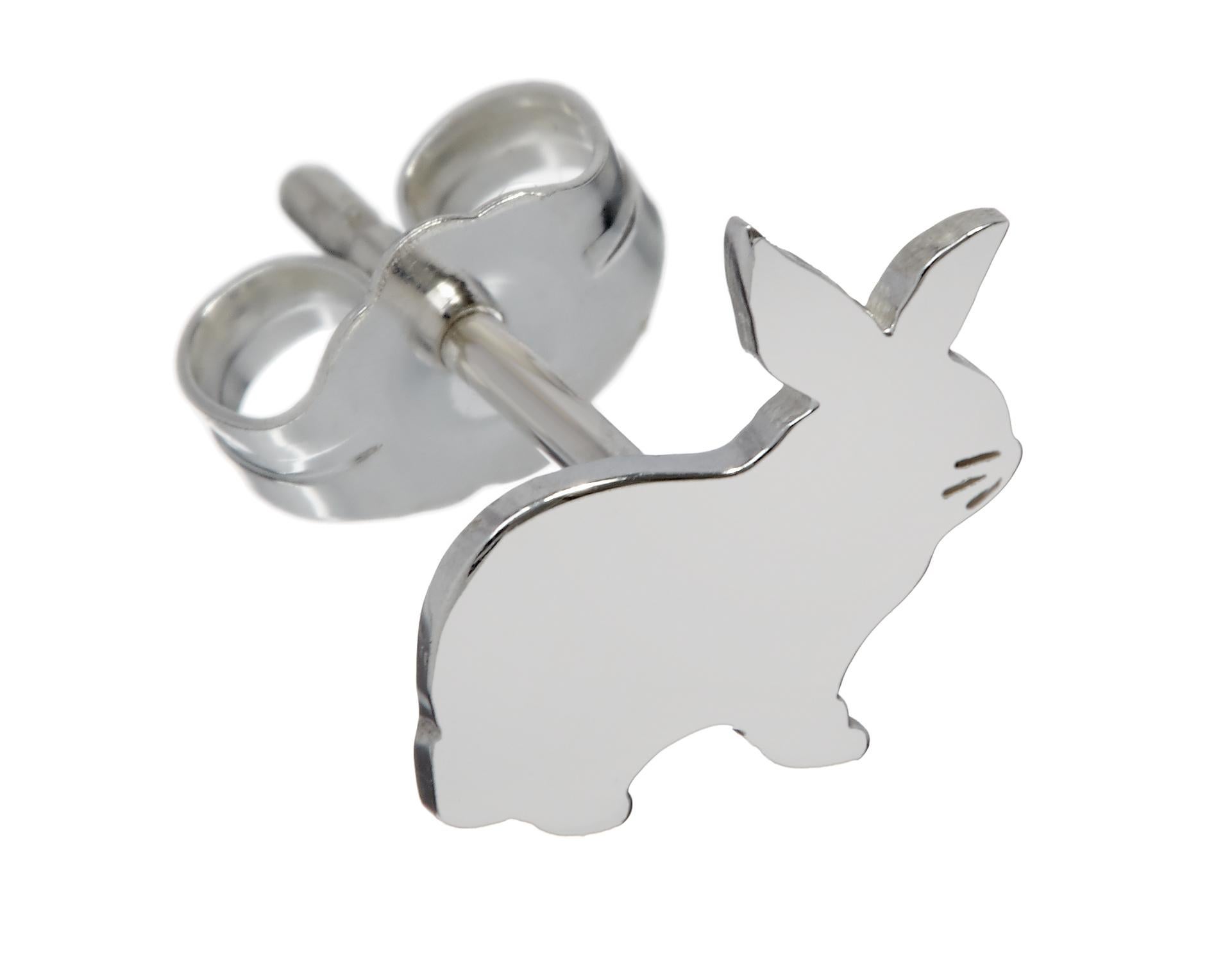 For bunny and house-rabbit lovers at Easter time or any time! These adorable animal earrings are made to order -- and therefore nonreturnable -- and priced per single stud. If you want a pair, order two. The rabbit silhouette comes as pictured,