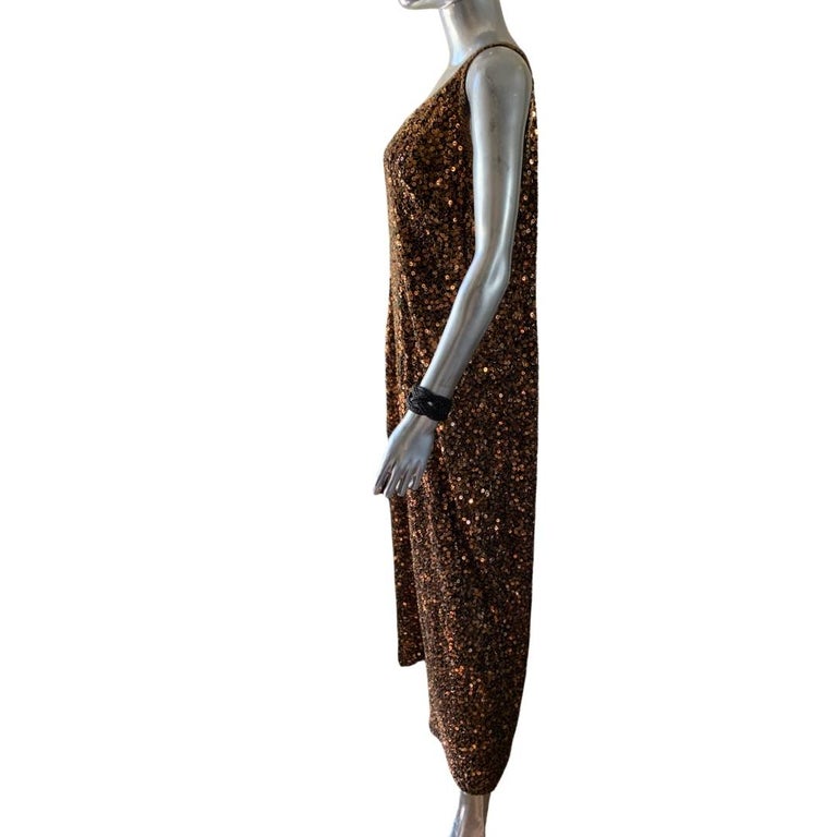 bronze beaded dress Beaded Bronze Formal Dress with Long Cape Sleeves Bronze / 16 main image 1
