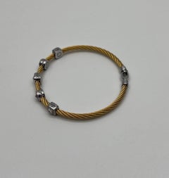 YeBrown Black Cable Row 18K Rose White Gold Diamonds Filigree Statement Bracelet
