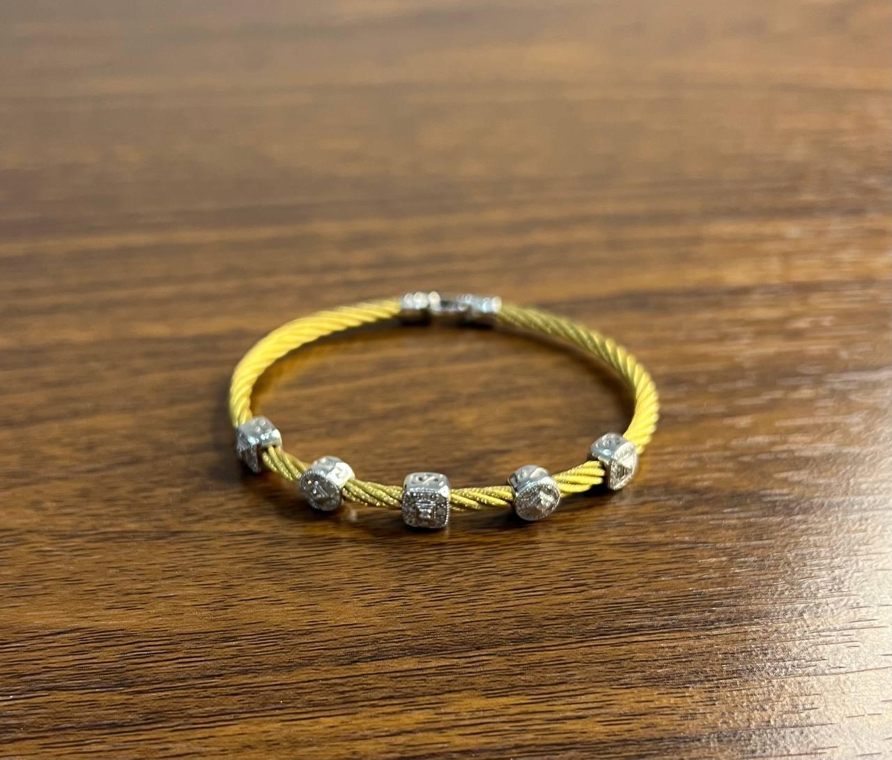 YeBrown Bracciale a cavi neri in oro bianco rosa 18 carati con diamanti in filigrana In condizioni Nuovo in vendita a Oakton, VA