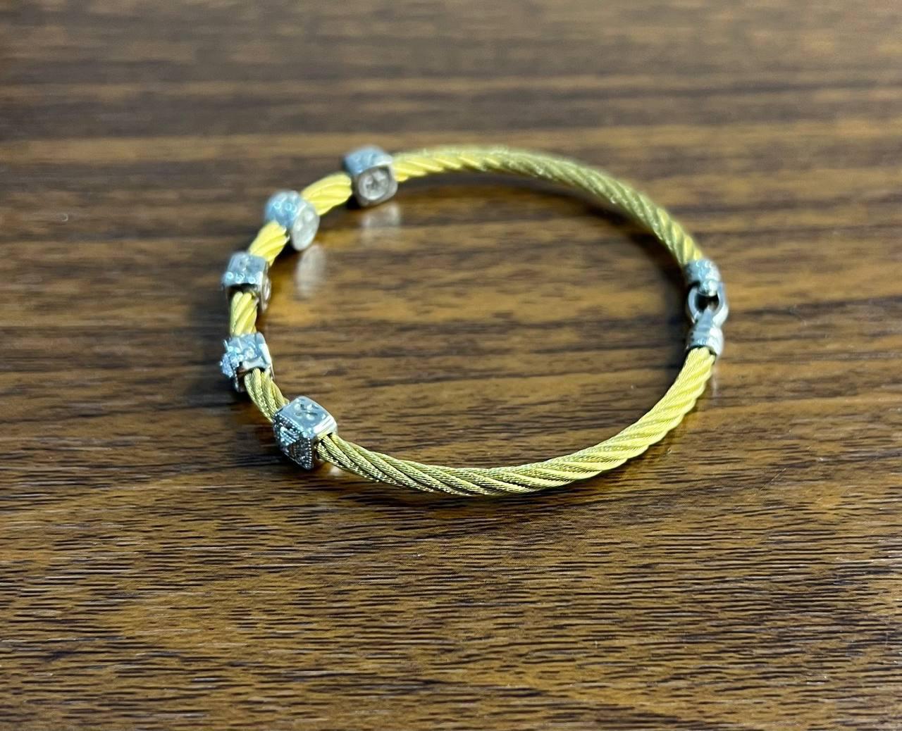 YeBrown Bracciale a cavi neri in oro bianco rosa 18 carati con diamanti in filigrana in vendita 1