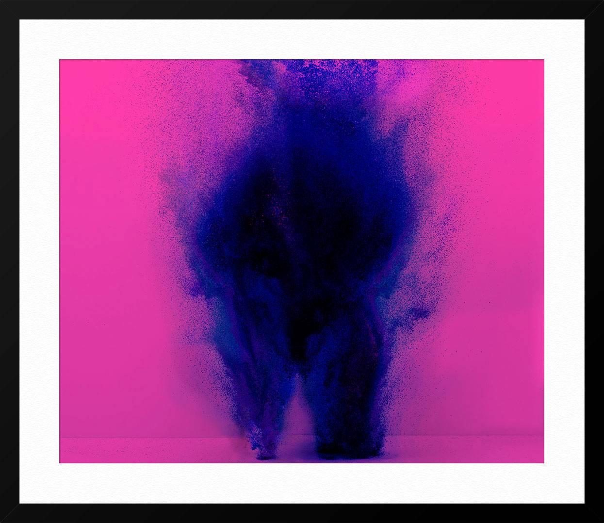 Exploding Powder Movement: Blue and Pink - Purple Abstract Print by Yee Wong