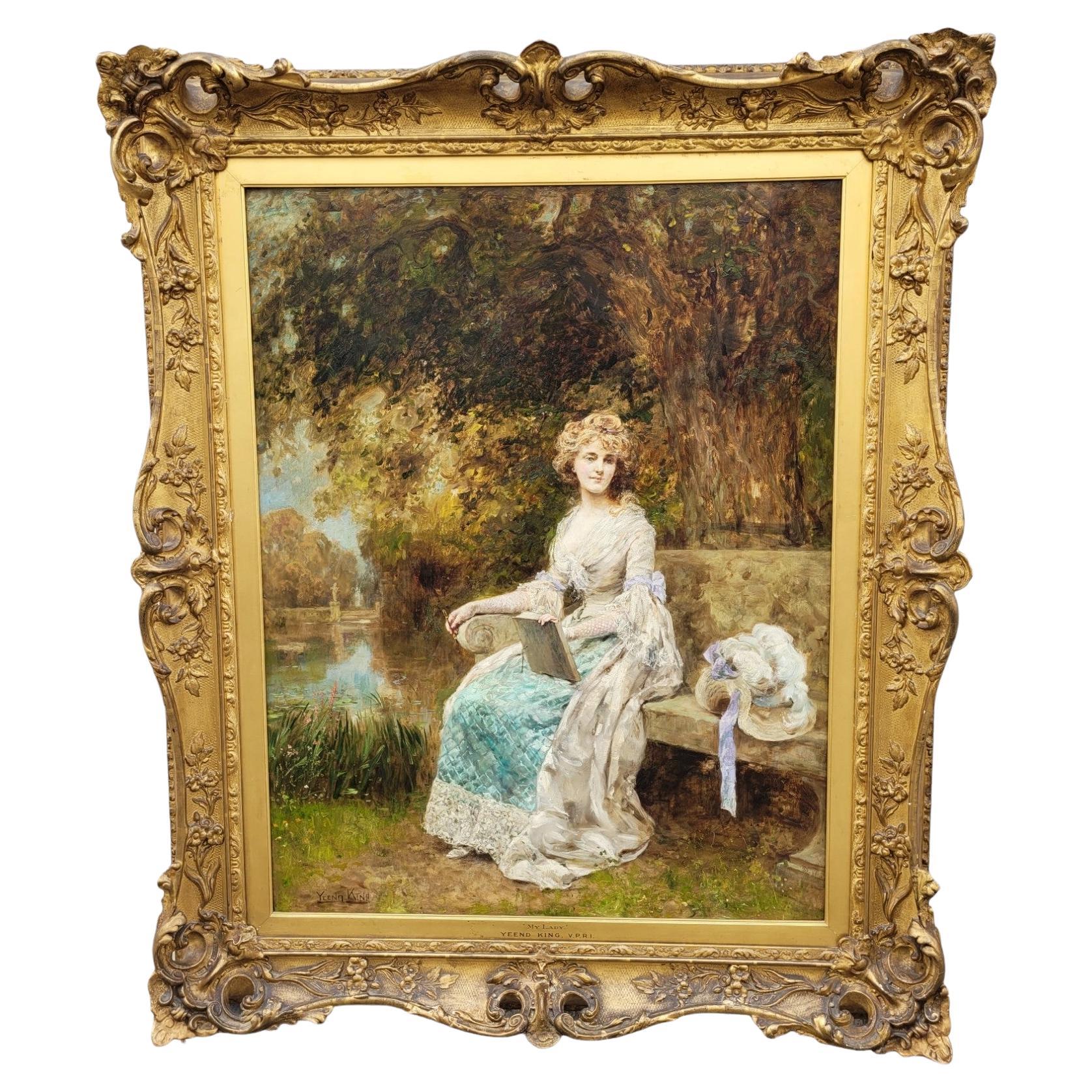Yeend King, My Lady, Oil On Framed Canvas, 19th Century For Sale