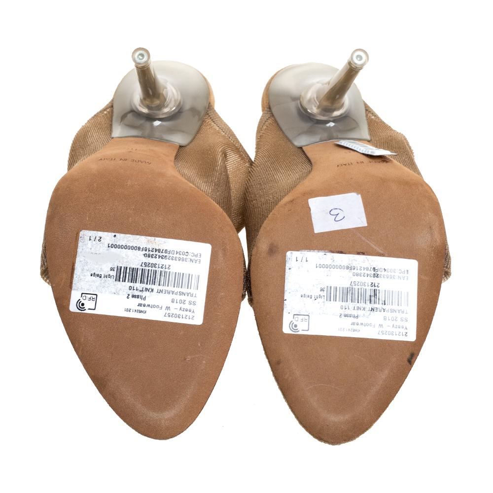 Yeezy Beige Mesh Season 6 Open Toe Mule Sandals Size 36 2