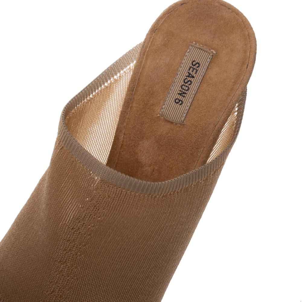 Women's Yeezy Beige Mesh Season 6 Open Toe Mule Sandals Size 39