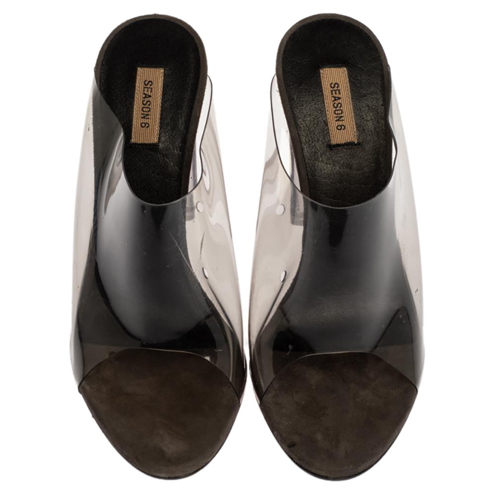 Yeezy Grau PVC Saison 6 Pantoletten Sandalen Größe 36 (Schwarz)