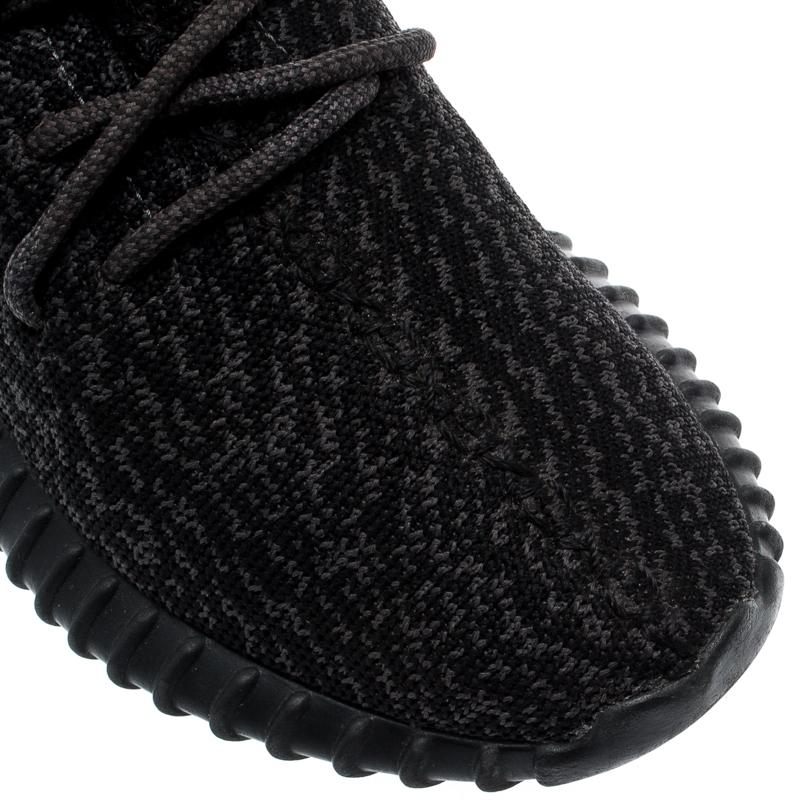 Yeezy x Adidas Black/Grey Cotton Knit Boost 350 Sneakers Size 39.5 In Good Condition In Dubai, Al Qouz 2