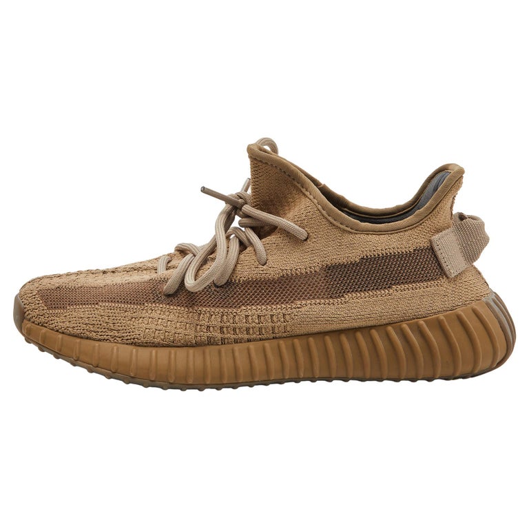 Yeezy x Adidas Brown Knit Fabric Boost 350 V2 Earth Sneakers Size 39 1/3  For Sale at 1stDibs