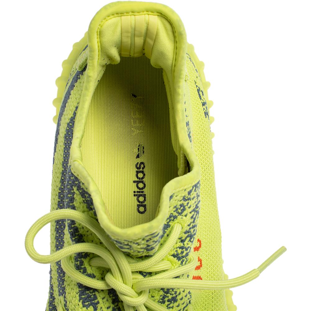 Men's Yeezy x Adidas Green/Blue Knit Fabric Boost 350 V2 Zebra Sneakers Size 47 1/3