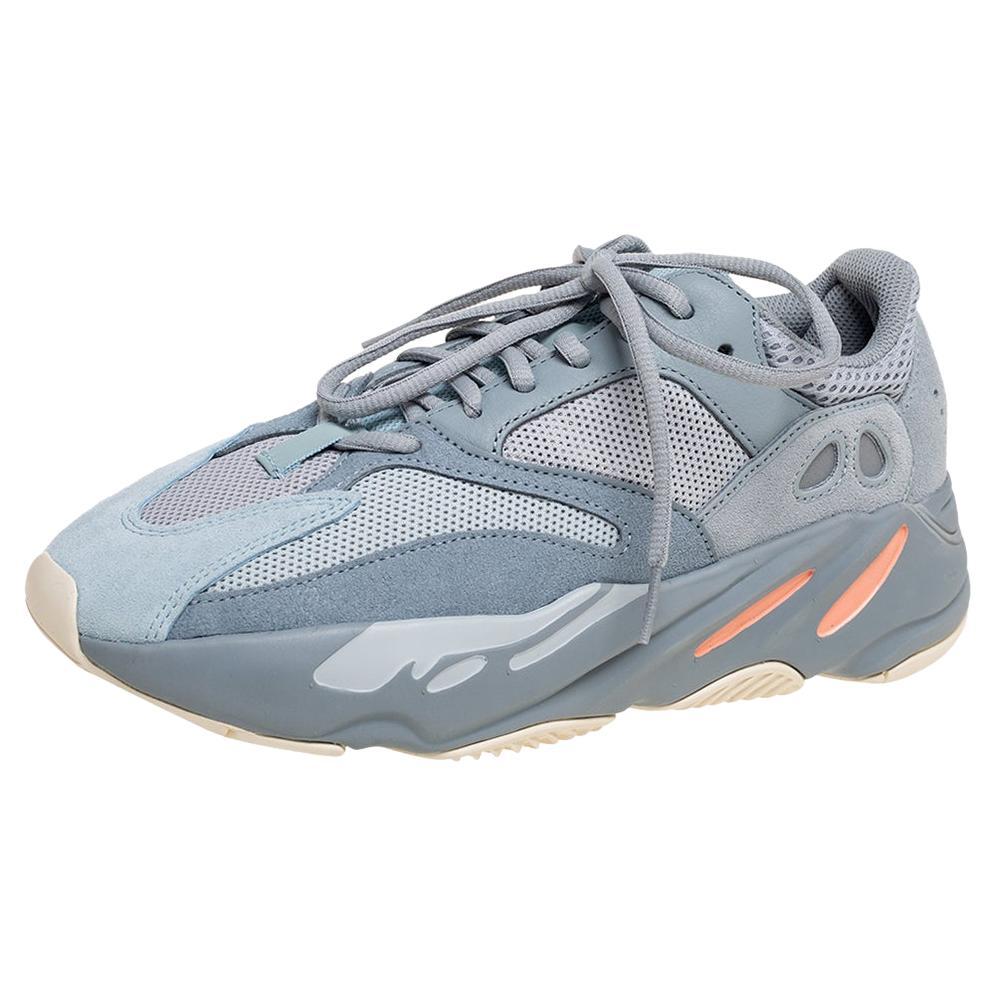 Yeezy x Adidas Grey/Blue Leather And Suede Boost 700 Inertia Sneakers Size  41 1/ at 1stDibs