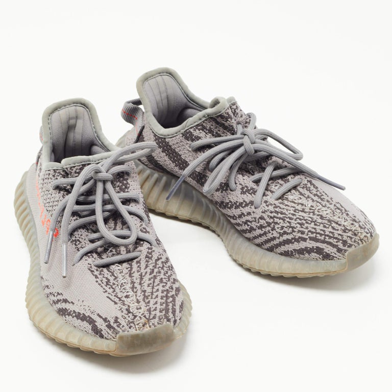 Yeezy x Adidas Grey Knit Fabric Boost 350 V2 Beluga Sneakers Size 37 1/3  For Sale at 1stDibs