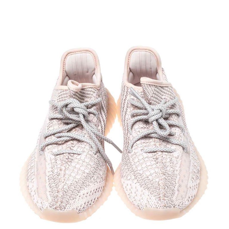 Yeezy x Adidas Light Pink/Grey Knit Fabric Non-Reflective Sneakers Size ...
