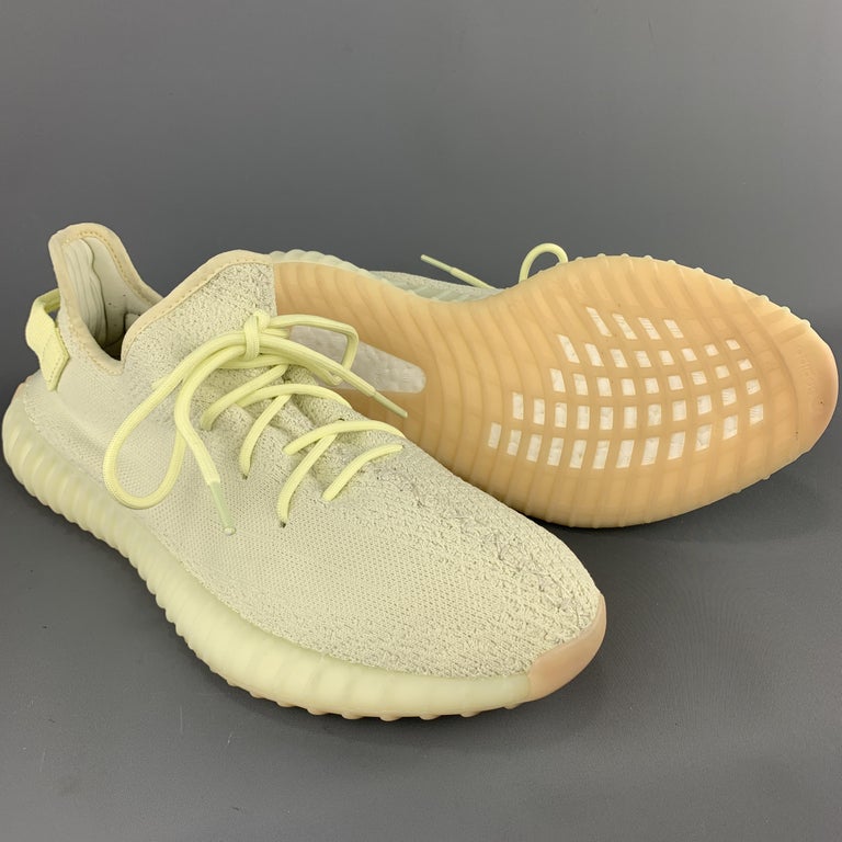 YEEZY X ADIDAS Size 12 Butter Yellow Solid Nylon Lace Up Sneakers For