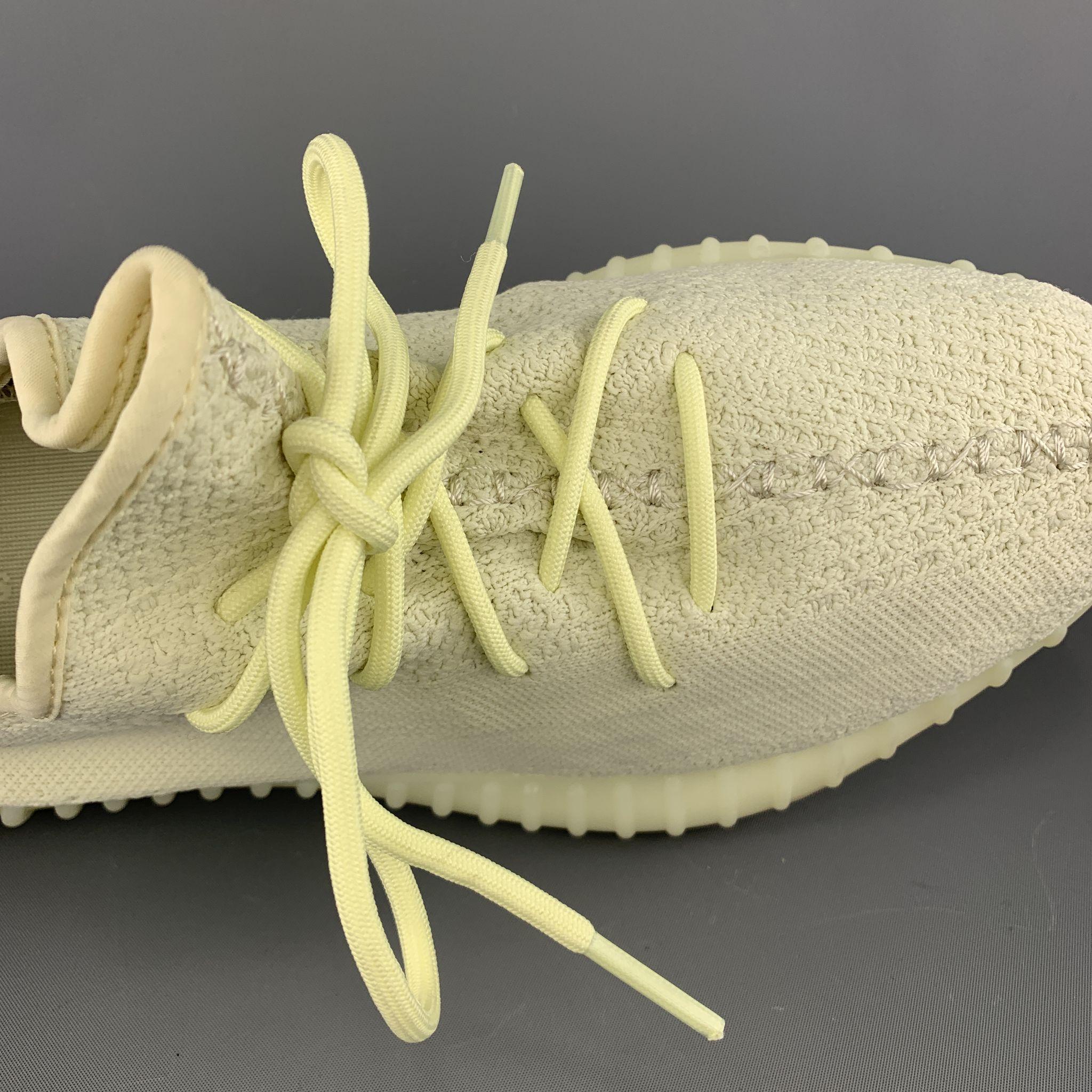 YEEZY X ADIDAS Size 12 Butter Yellow Solid Nylon Lace Up Sneakers In Excellent Condition In San Francisco, CA