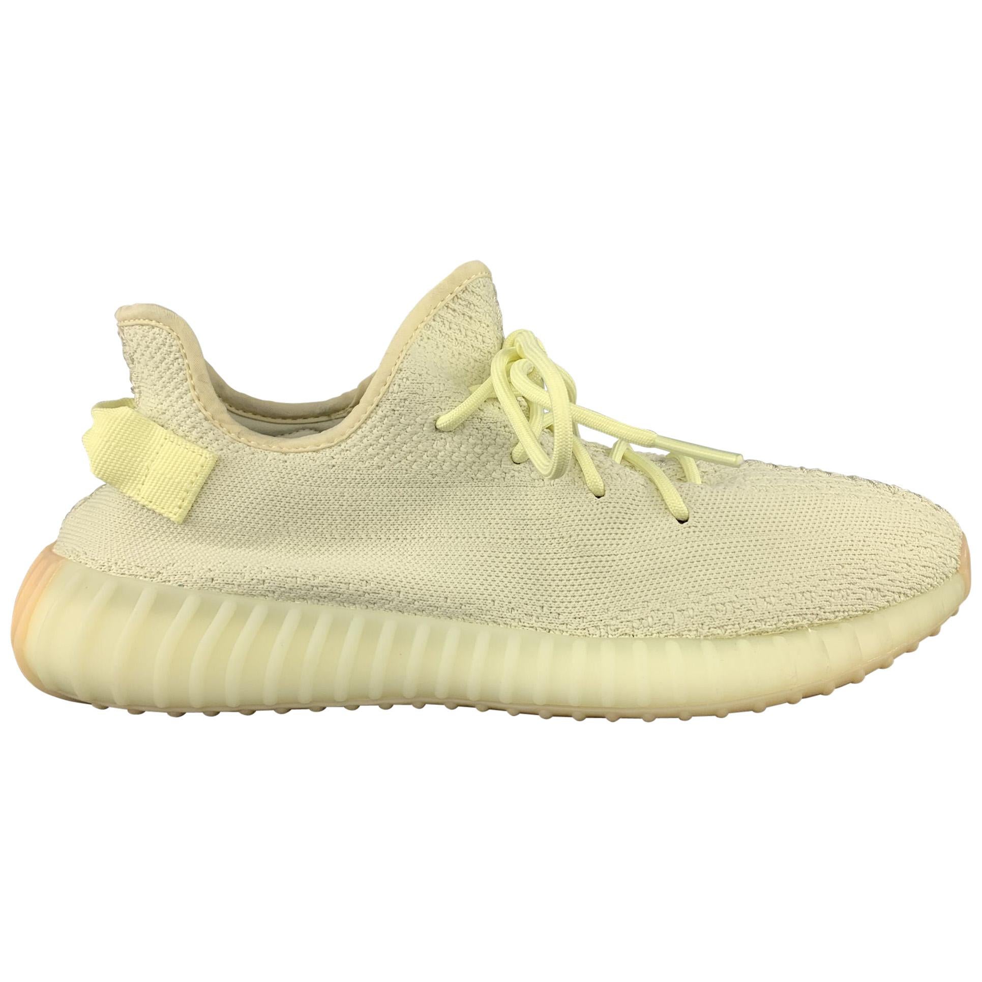 YEEZY X ADIDAS Size 12 Butter Yellow Solid Nylon Lace Up Sneakers