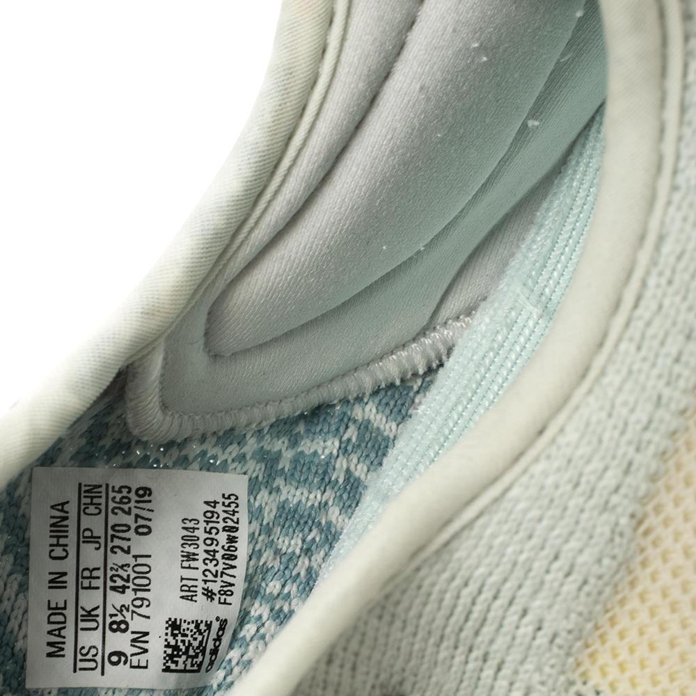 Men's Yeezy x Adidas White/Blue Cotton Knit Boost 350 V2 Cloud White Sneaker Size 42.5