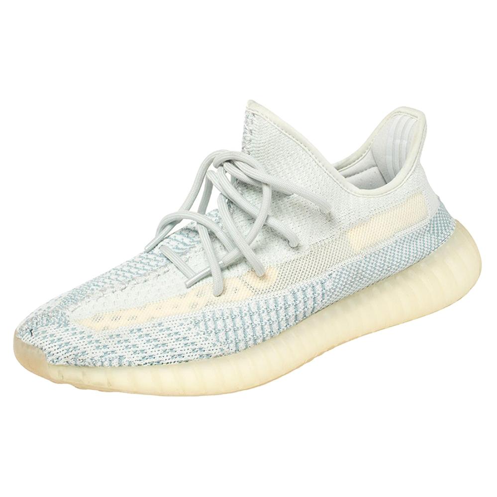 Yeezy x Adidas White/Blue Cotton Knit Boost 350 V2 Cloud White Sneaker Size  42.5 at 1stDibs | light blue yeezy, blue and white yeezy, yeezy light blue