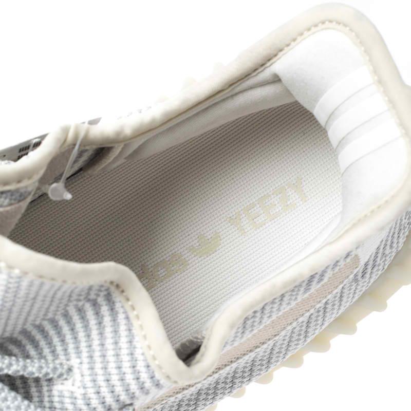 Men's Yeezy x Adidas White/Grey Knit Fabric Boost Non-Reflective Sneakers Size 45.5