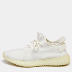 Yeezy x Adidas White Knit Fabric Boost 350 V2 Triple White Sneakers Size 42