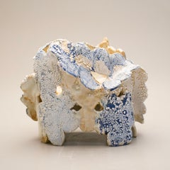 'Moon Flower,' Ceramics, Blue, White