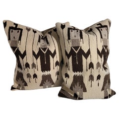 Antique Yei Indian Navajo  Weaving Pillows -Pair