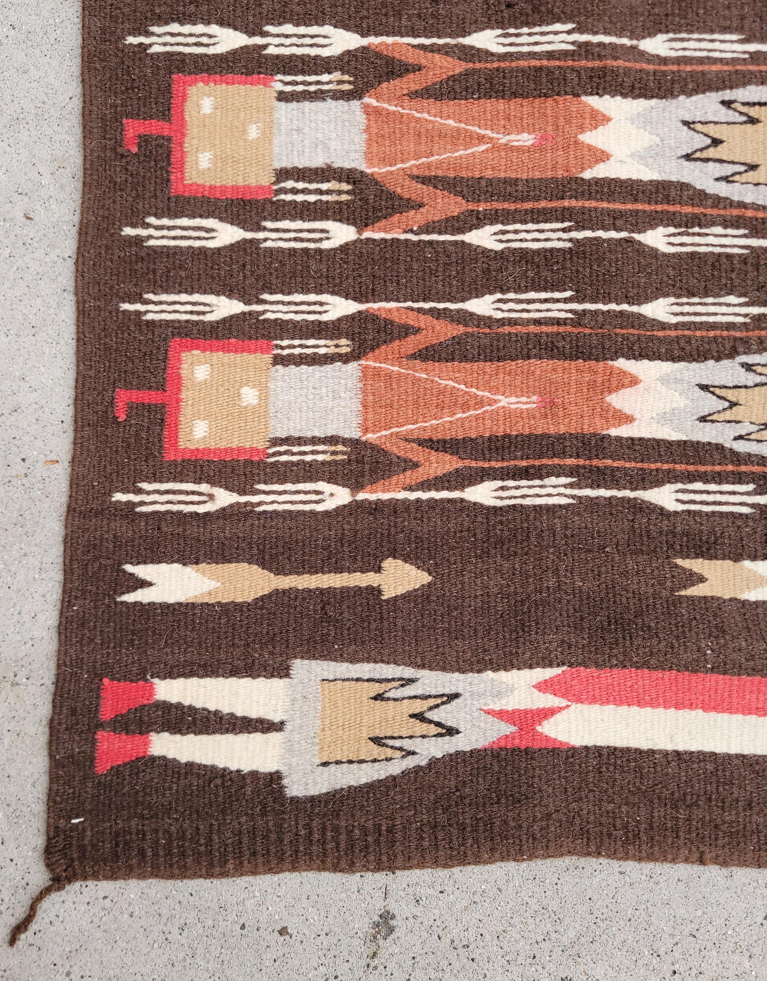 This fantastic American Indian weaving is a Yei and is in very good condition.The colors are very subtle and calming.