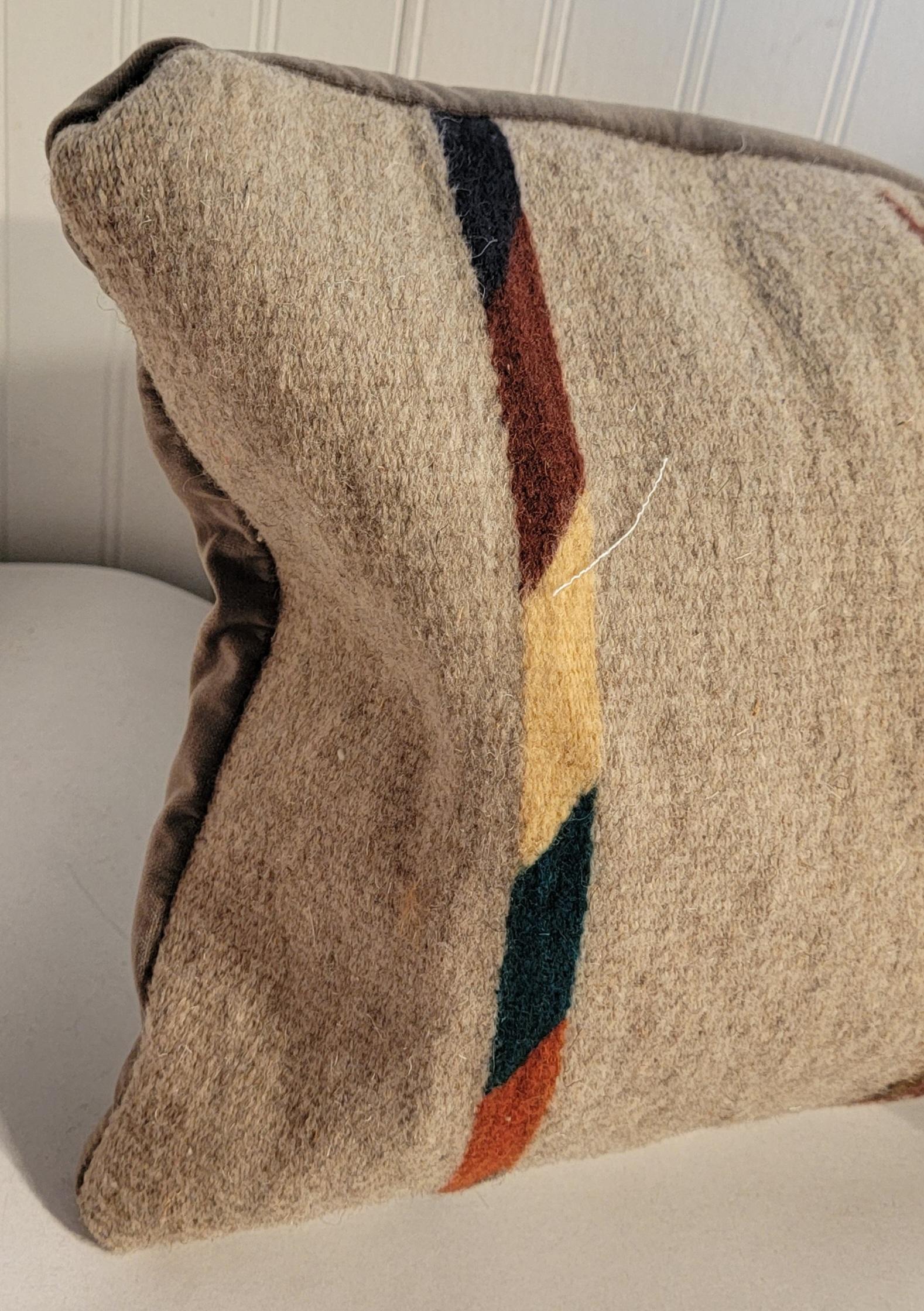 These Navajo Indian Yei weaving pillows are if fine condition with mohair taupe colored backing.The inserts are down & feather fill.