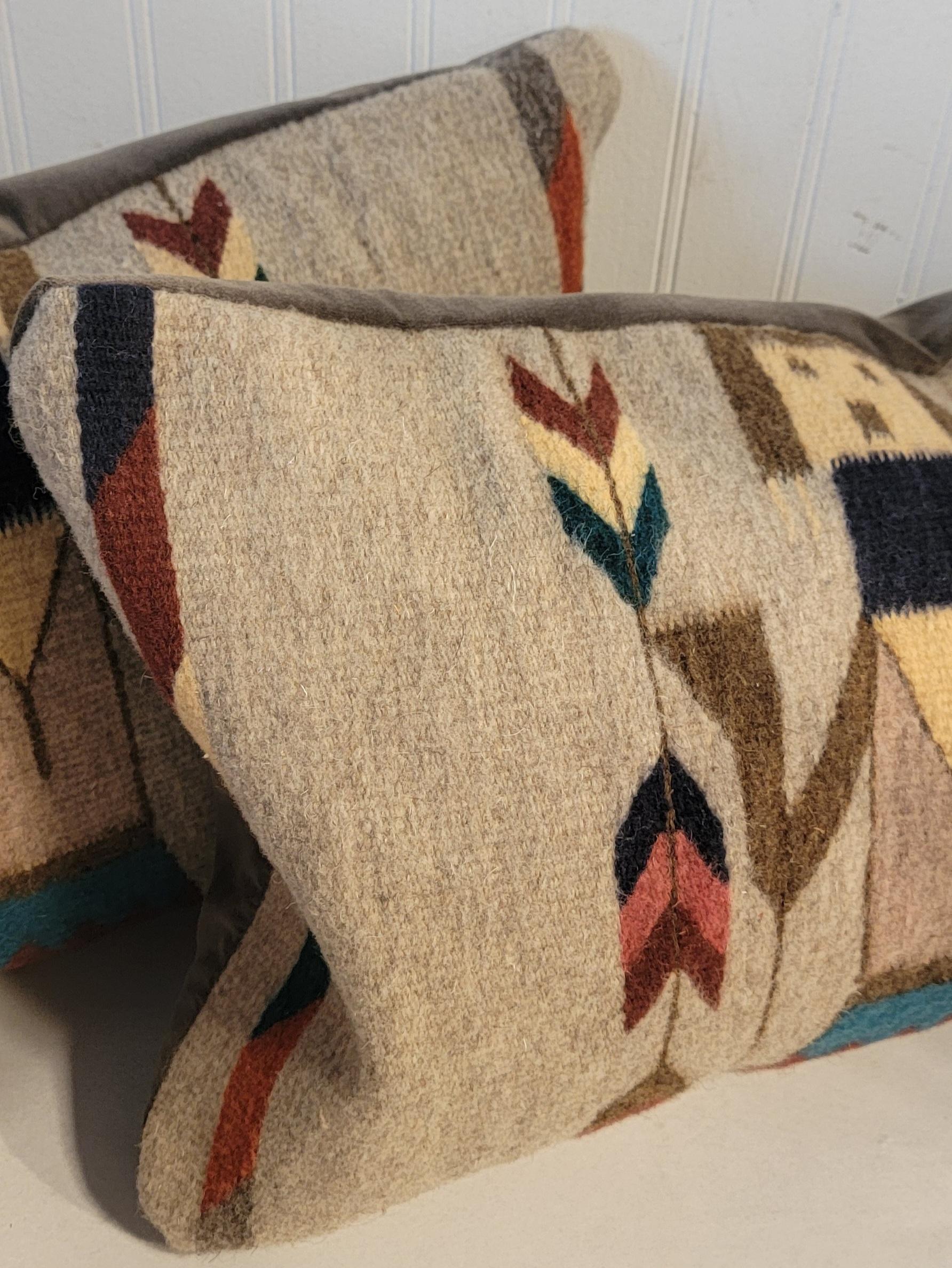 American Yei Indian Weaving Pillows-Pair For Sale