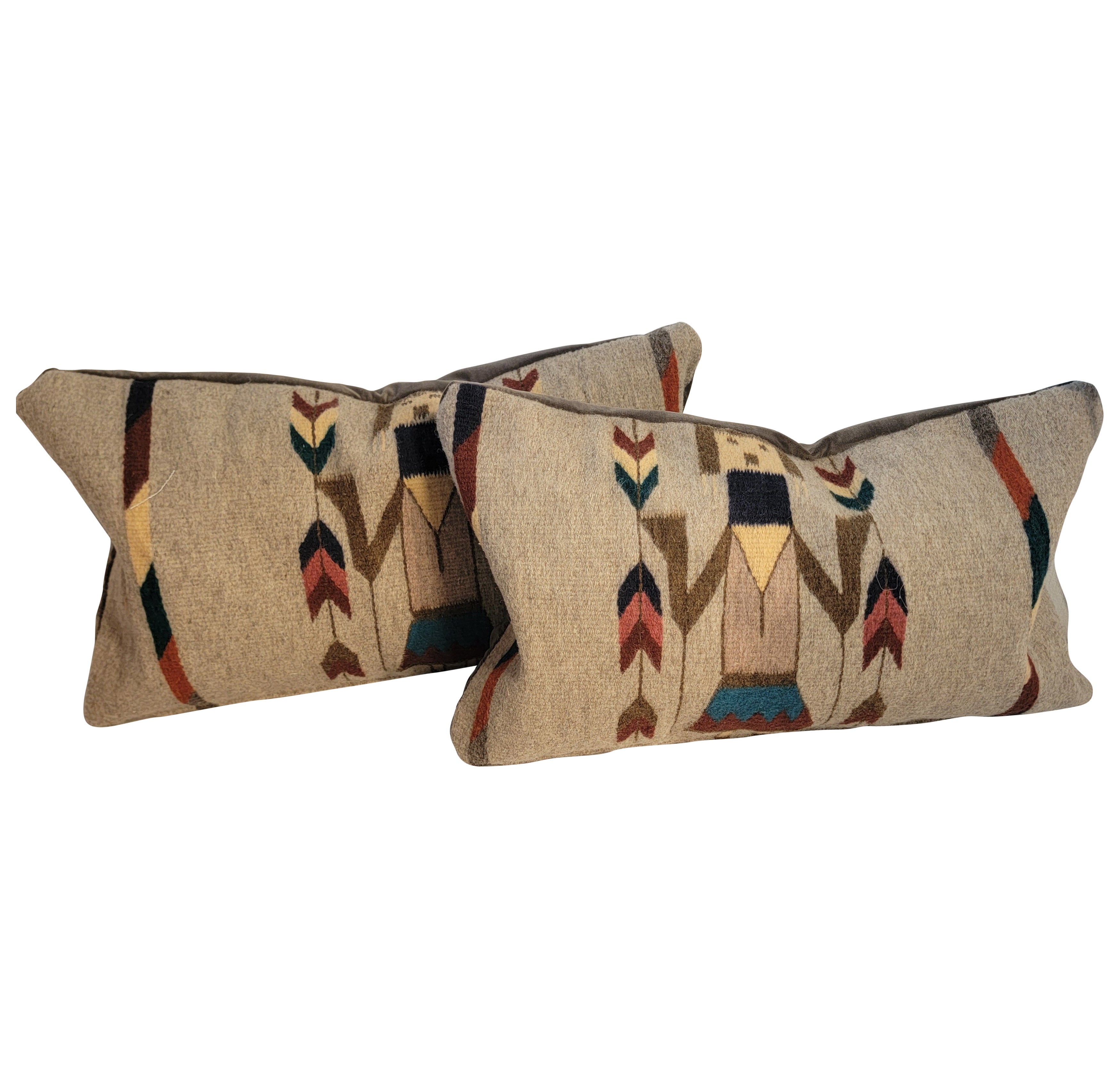 Yei Indian Weaving Pillows-Pair For Sale