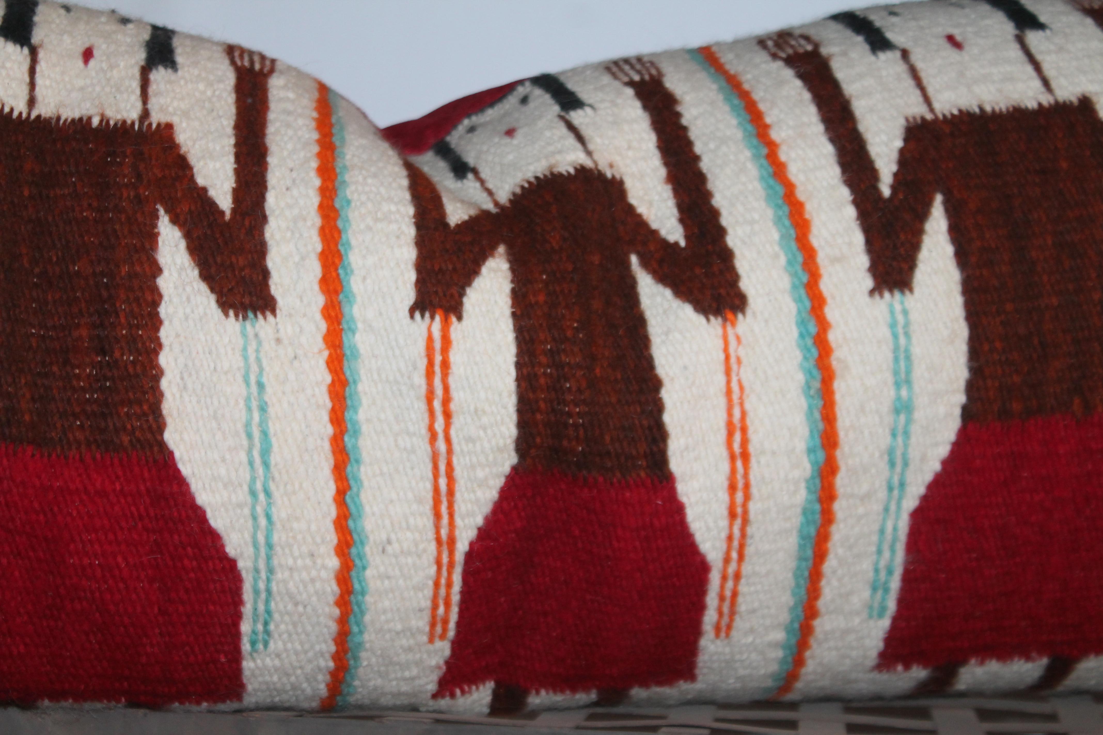 Adirondack Yei Navajo Indian Weaving Bolster Pillow