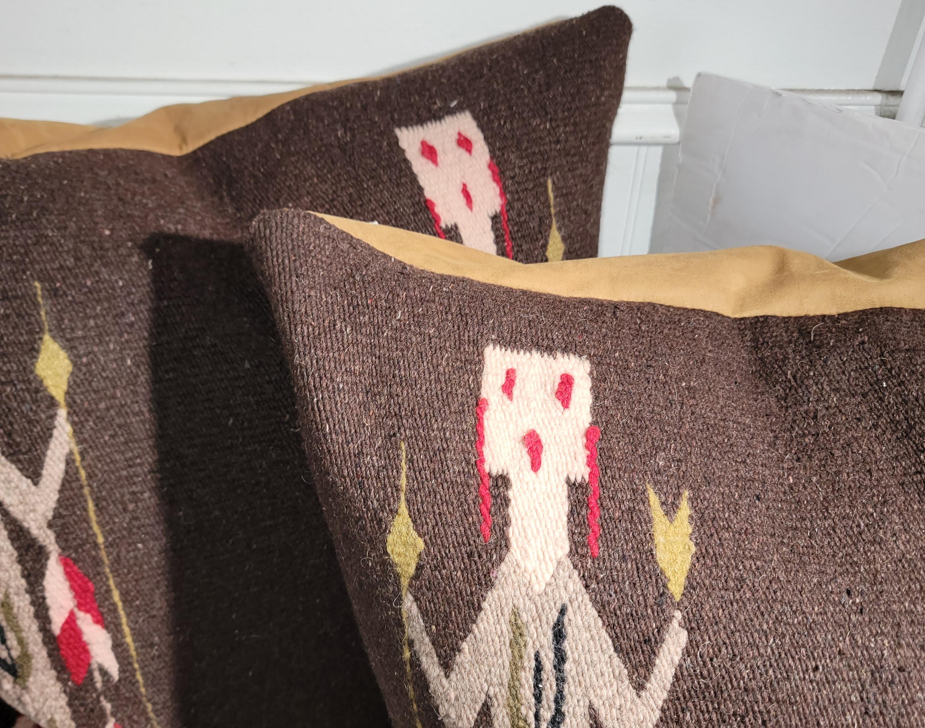 Adirondack  Yei Navajo Indian Weaving Pillows -Pair For Sale