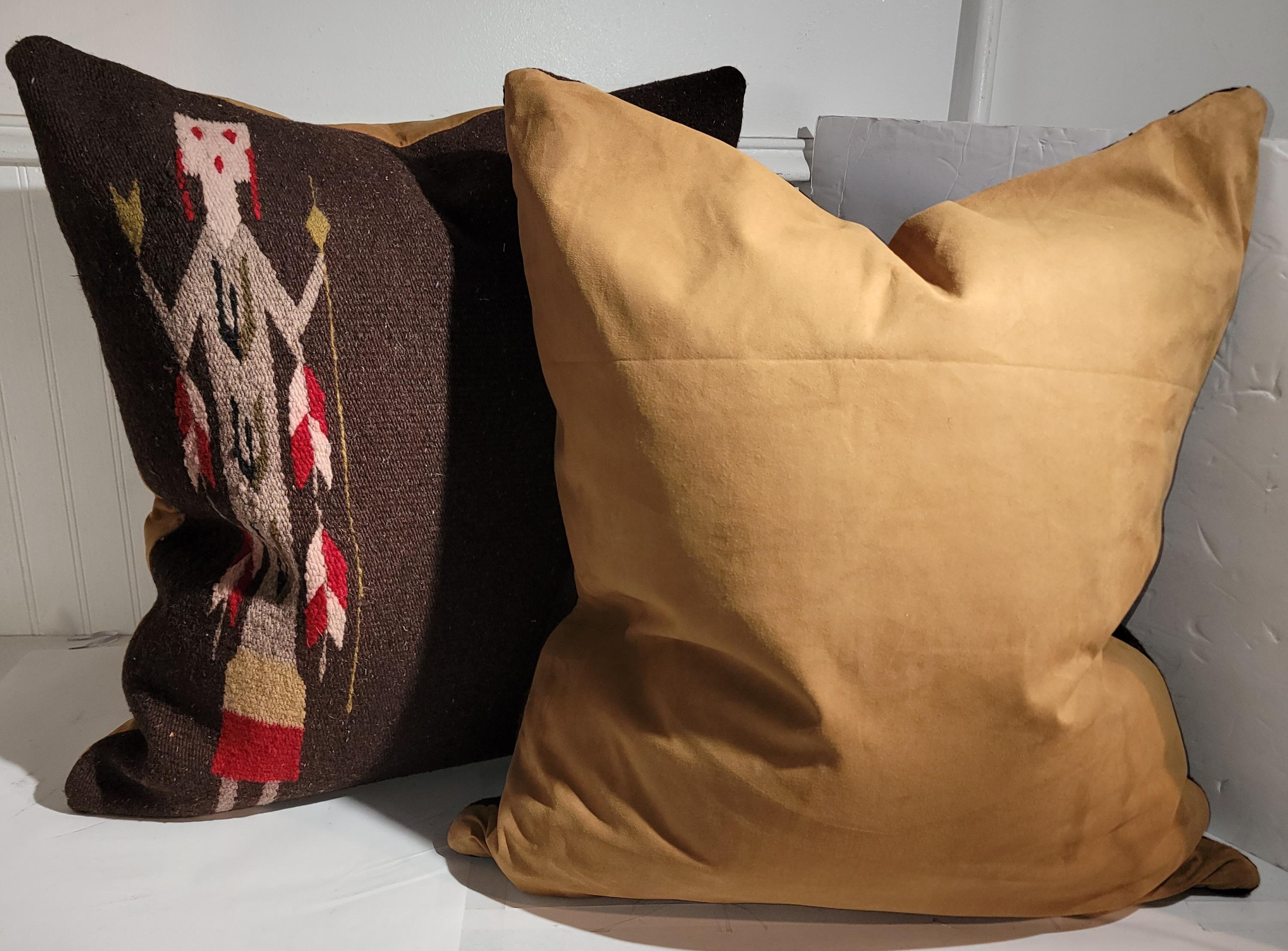 American  Yei Navajo Indian Weaving Pillows -Pair For Sale