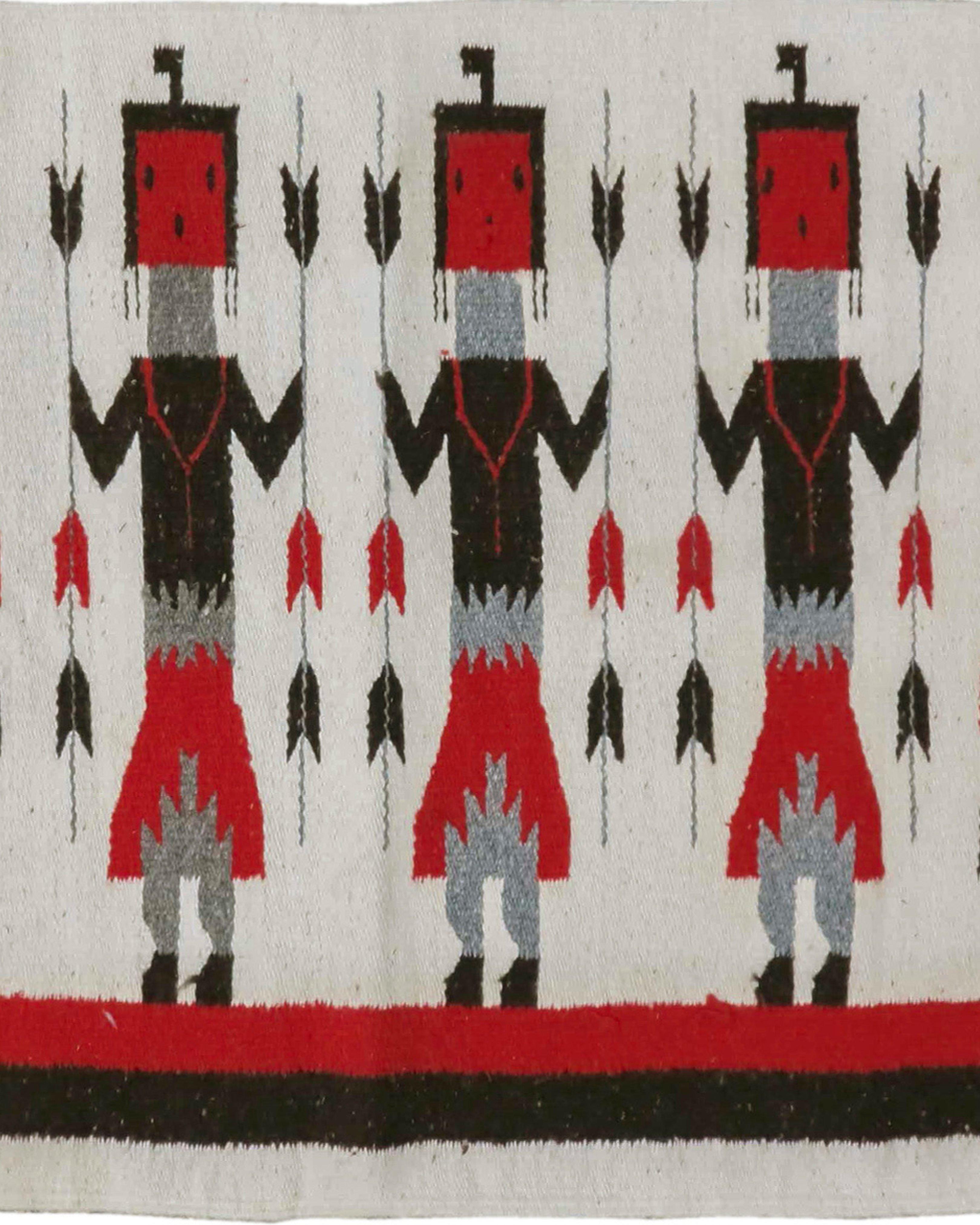Yei Navajo Rug, Early 20th Century 

In Navajo mythology, the Yei are a group of deities who act as mediators between humans and the Great Spirit. The Yei are also known as the Diyin Diné'e or Holy People, and are associated with the forces of