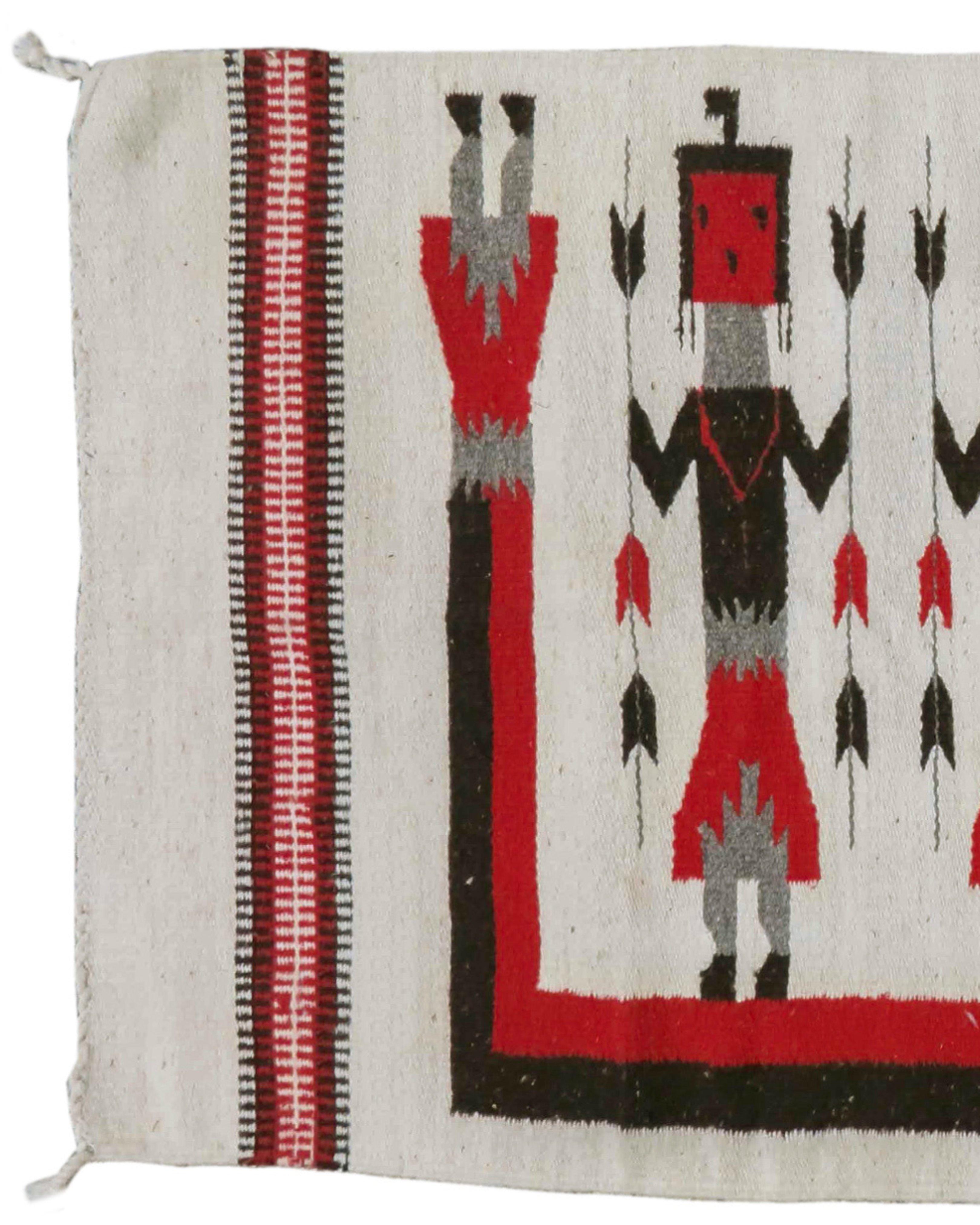 Hand-Knotted Yei Navajo Rug, Early 20th Century  For Sale