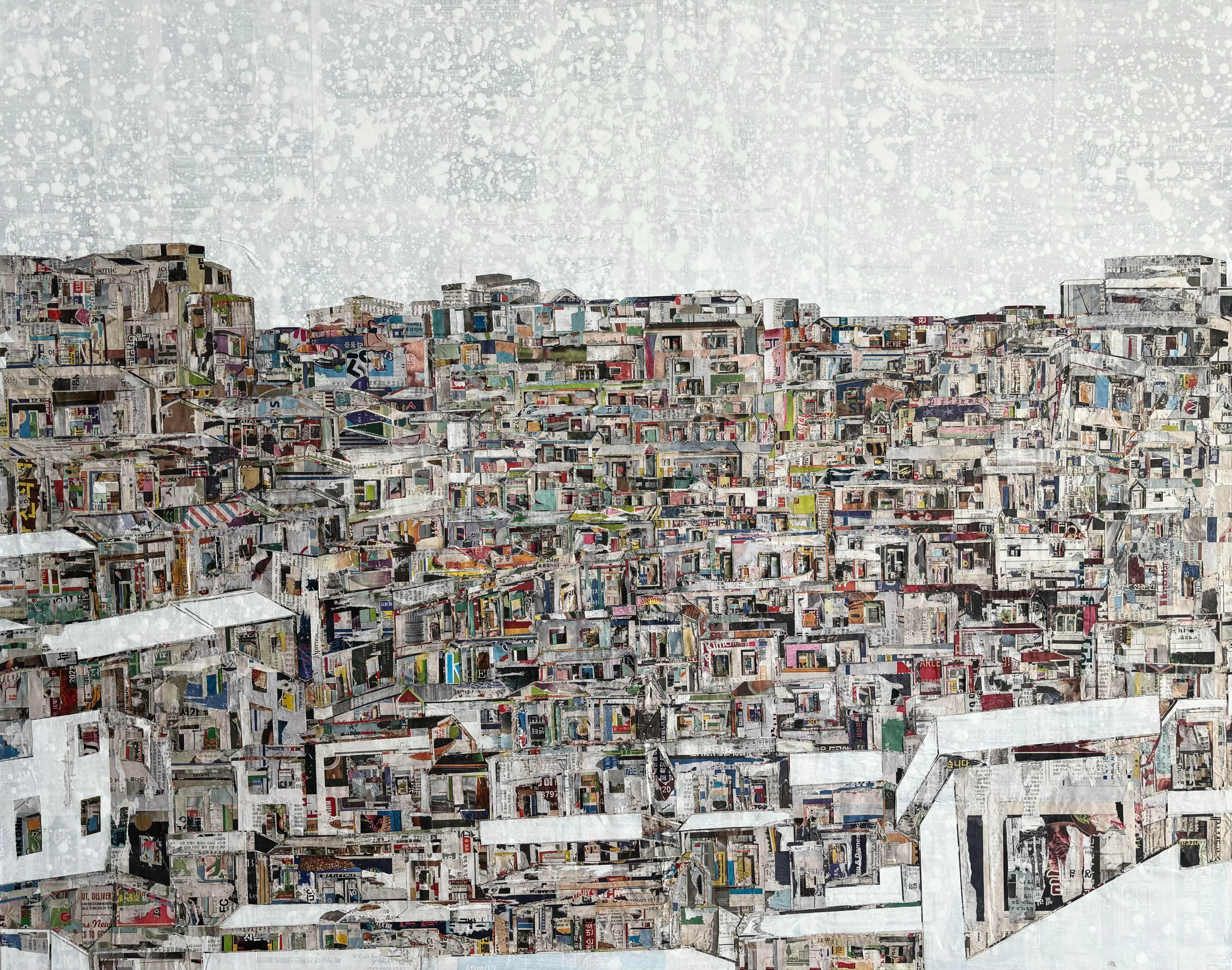Yeji Moon Abstract Painting - Busan Village in Snow
