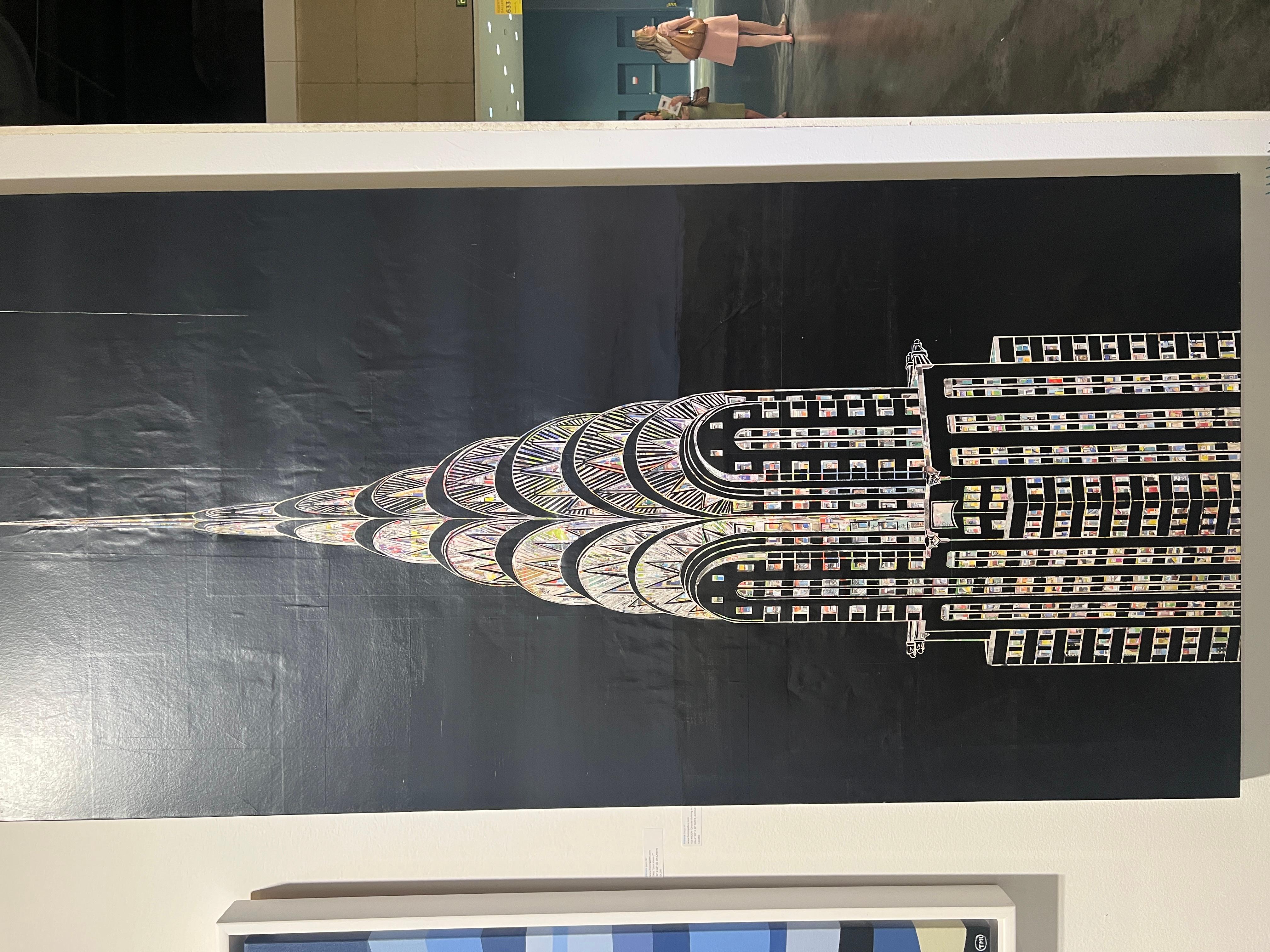 Chrysler Building in Pitch Black - Contemporary Painting by Yeji Moon