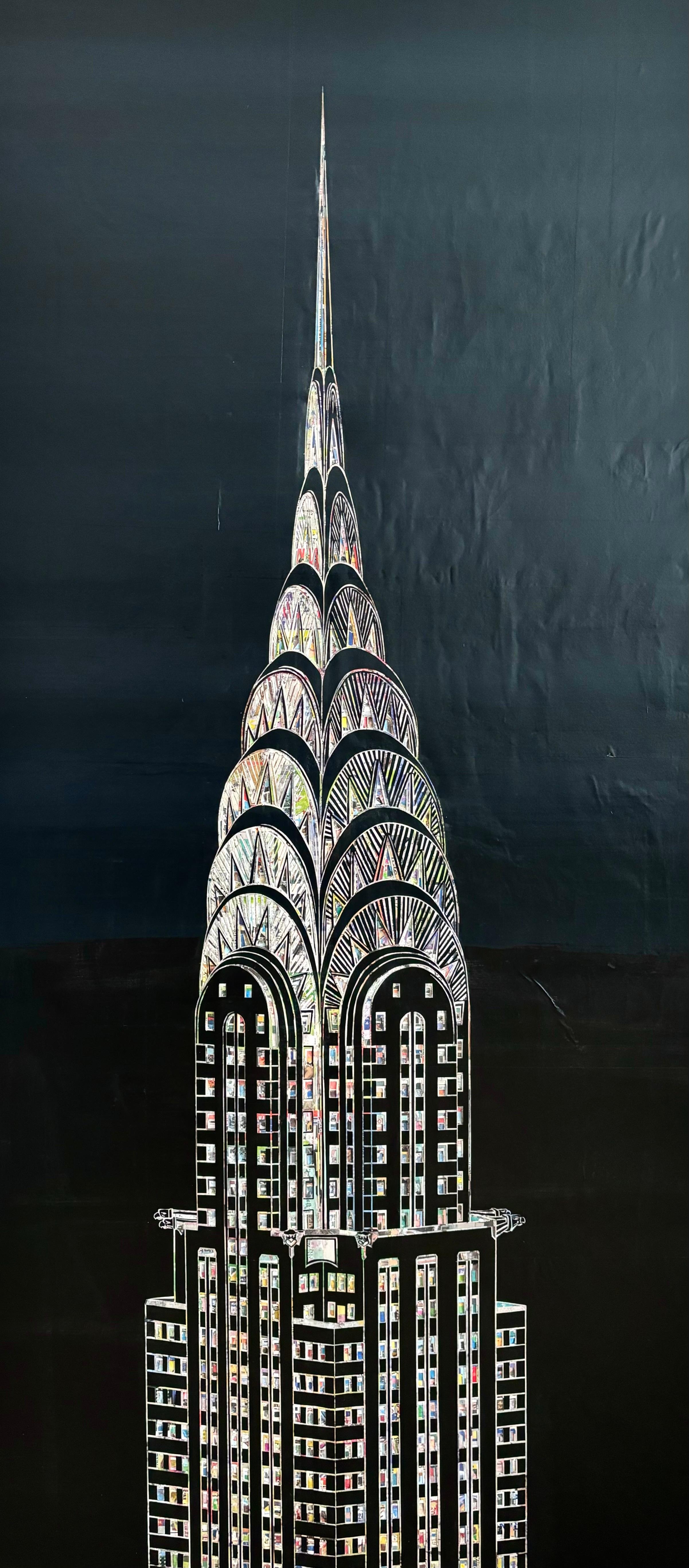 Yeji Moon Abstract Painting - Chrysler Building in Pitch Black