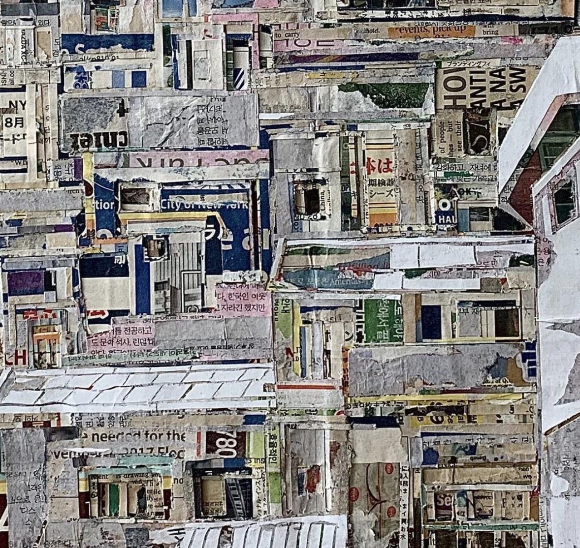 Newpaper on canvas 3D-collage set in An Acrylic Box

In the hands of Yeji Moon, ordinary materials are transformed into beautiful and complex collages that powerfully recall childhood nostalgia and the rapidly changing world. Inspired by her