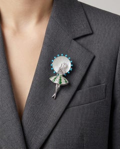 YELENA - Brooch cum Pendent Ballerina in 18K