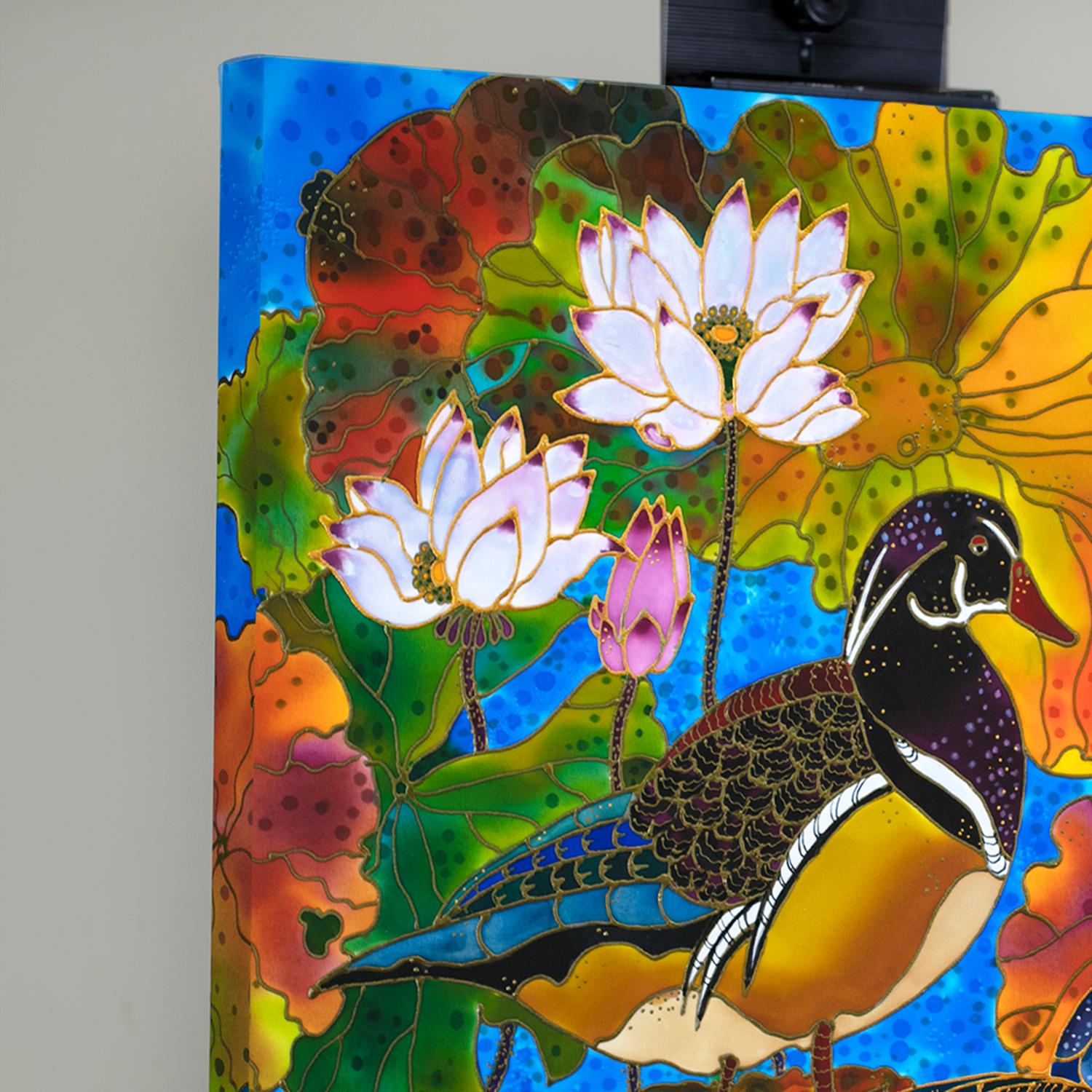 Colorful Ducks, Original Painting - Contemporary Mixed Media Art by Yelena Sidorova