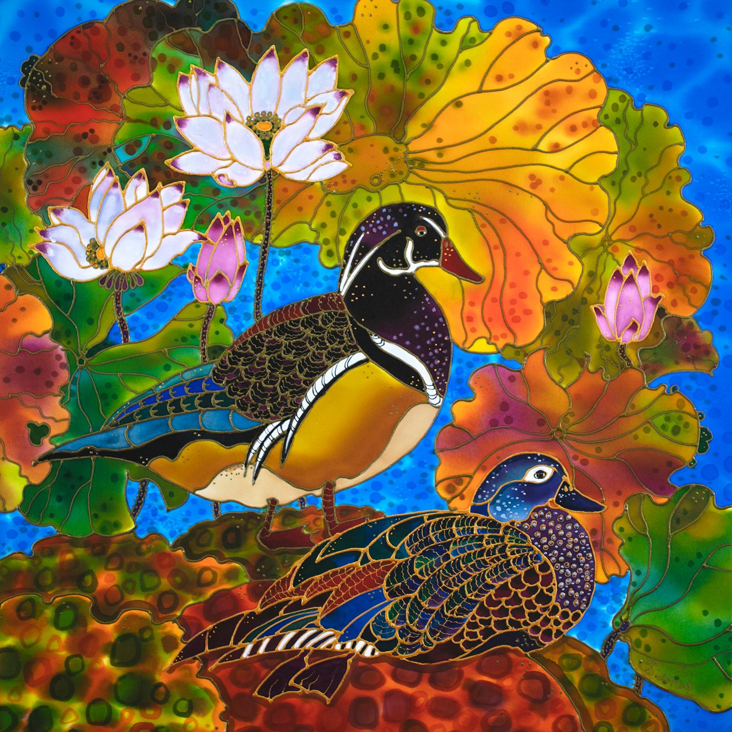 Colorful Ducks, Original Painting - Mixed Media Art by Yelena Sidorova