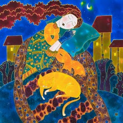 Acogedora Siesta Invernal del Gato, Pintura Original