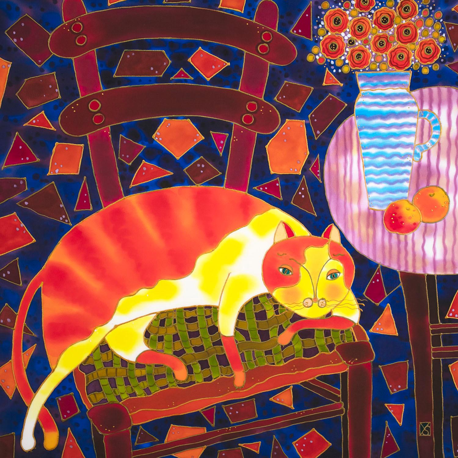 Ginger Cat, Originalgemälde – Mixed Media Art von Yelena Sidorova
