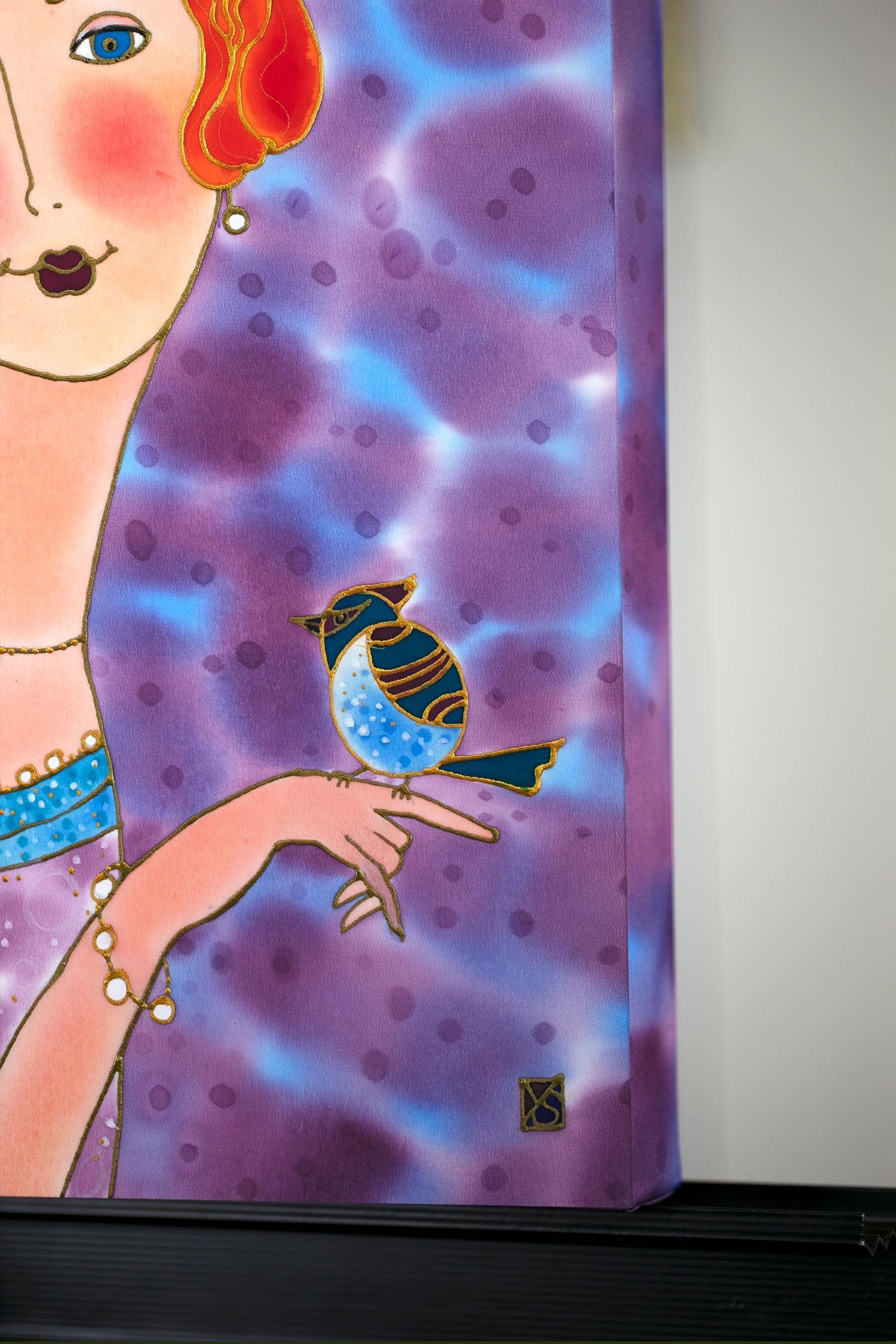 Frühlingswind. Blauer Jay., Originalgemälde (Zeitgenössisch), Mixed Media Art, von Yelena Sidorova